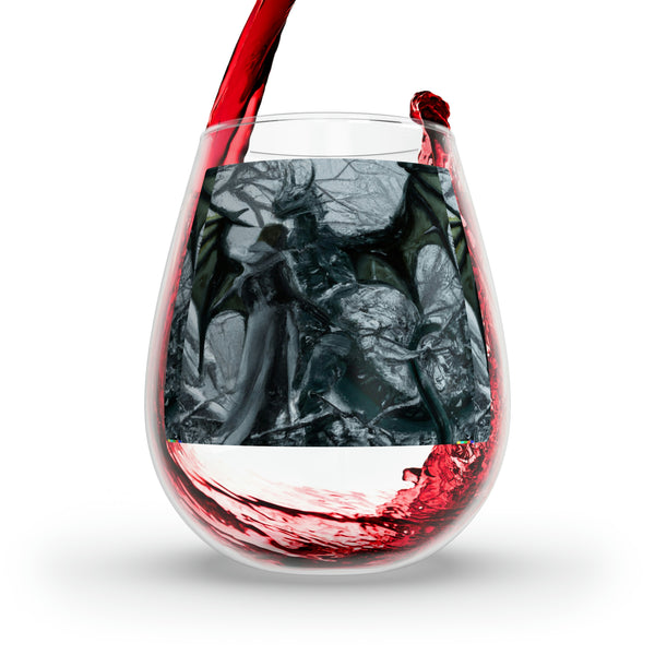 A Budding Friendship Amidst Bitterness - "Zylorvis Confronts Cassandrithia" - Stemless Wine Glass, 11.75oz