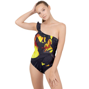 Dragon Torrick - "Flame" - Frilly One Shoulder Swimsuit