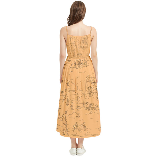 TCoE - Trindavin Map 'parchment' - Boho Sleeveless Summer Dress