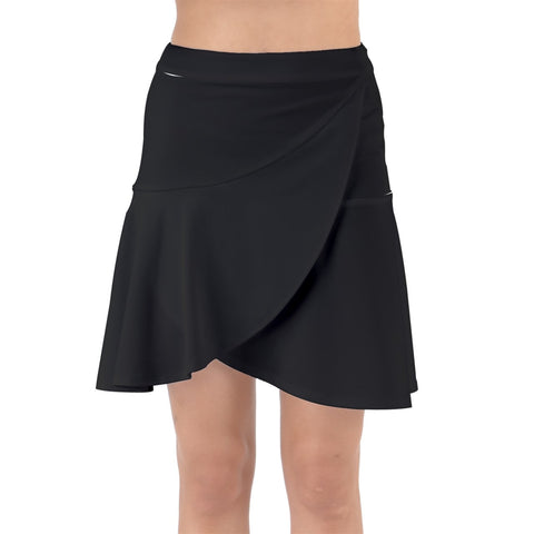 Black Wrap Front Skirt