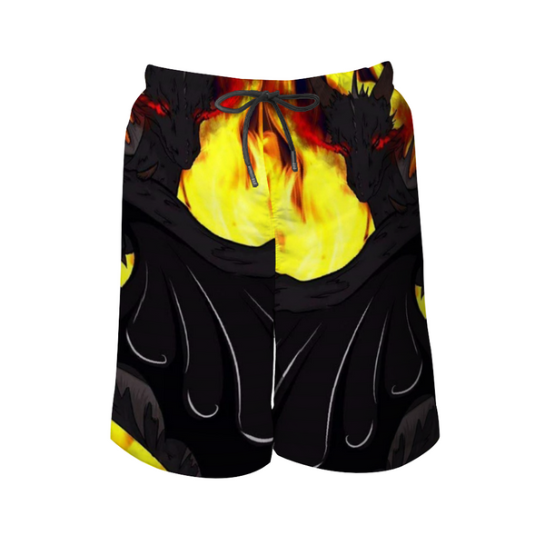 Dragon Torrick - "Flame" - Men's Quick Dry Swim Trunks Beach Shorts, Casual Drawstring Summer Shorts with Elastic Waist and Mesh Lining
