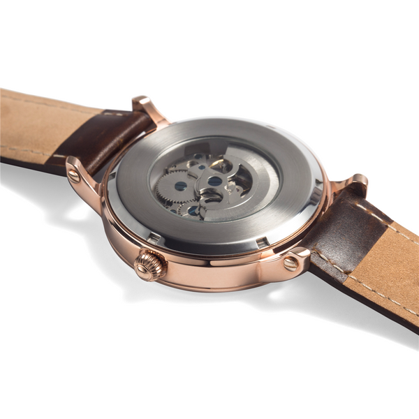 Torrick - "brooding boi" - Genuine Leather Strap Water-Resistant Automatic Watch (Rose Gold)