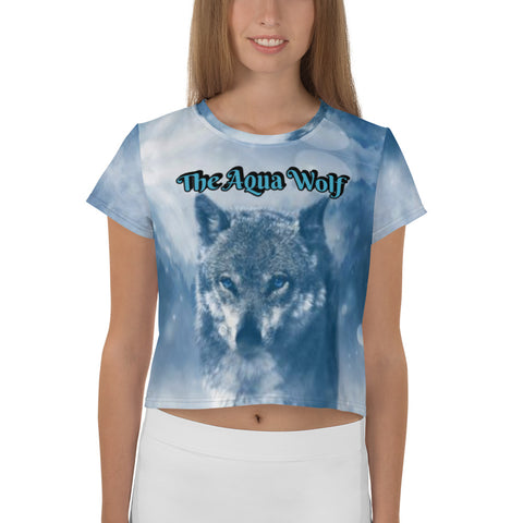The Aqua Wolf - All-Over Print Crop Tee