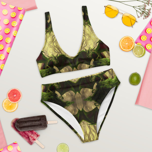 Ancient Friends & New Friends - Forest Dragon - Recycled high-waisted bikini