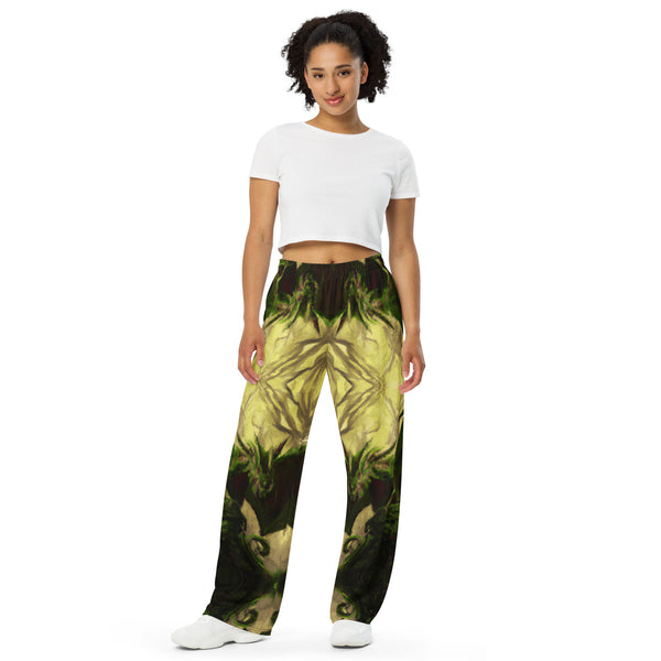 Ancient Friends & New Friends - Forest Dragon - All-over print unisex wide-leg pants