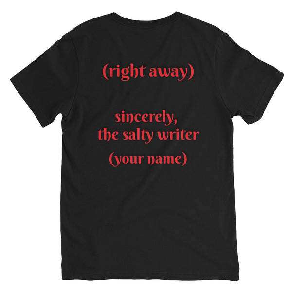Don't Worry - Salty Writer - Customize-able - Unisex Short Sleeve V-Neck T-Shirt