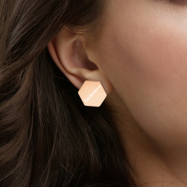Enchantress - Sterling Silver Hexagon Stud Earrings