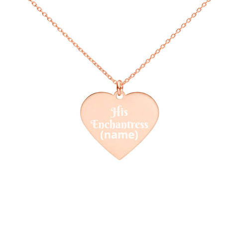 TCoE - "His Enchantress" - Personalize Name - Engraved Silver Heart Necklace