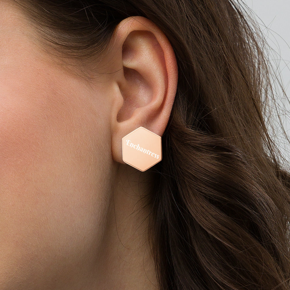 Enchantress - Sterling Silver Hexagon Stud Earrings