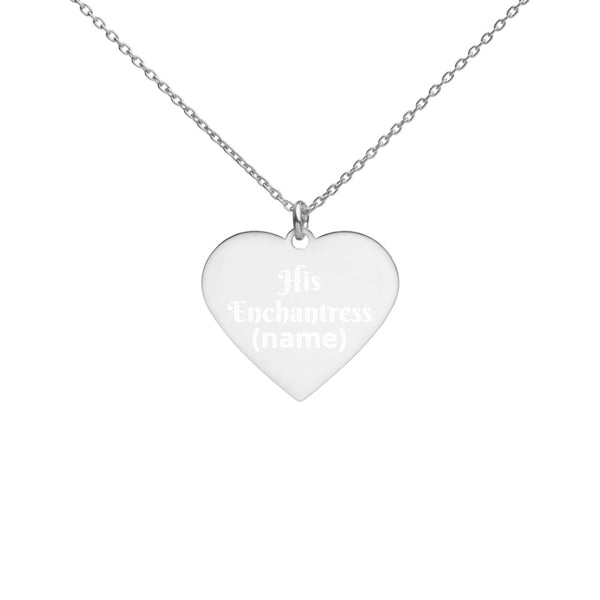 TCoE - "His Enchantress" - Personalize Name - Engraved Silver Heart Necklace
