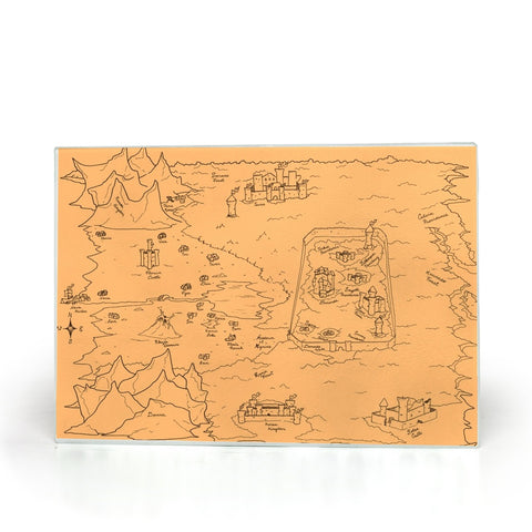 TCoE - Trindavin Map 'parchment' - Glass Cutting Boards